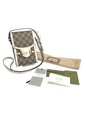 Gucci GG Supreme Shoulder Bag Horsebit Beige